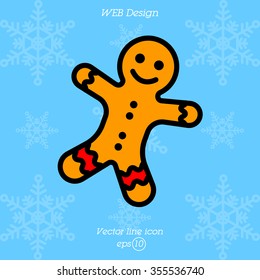 Web line icon. Christmas gingerbread