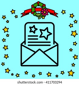 Web line icon. Christmas Greetings, Christmas card