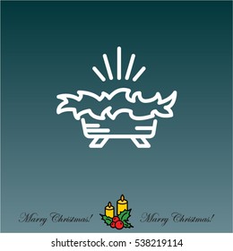 Web line icon. Christmas nursery, nativity scenes