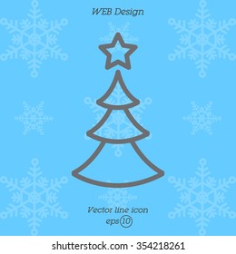 Web line icon. Christmas tree
