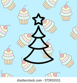Web line icon. Christmas tree
