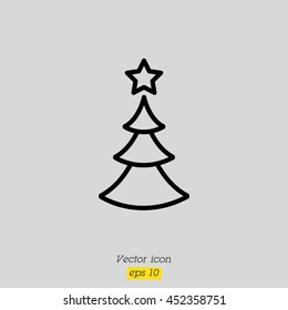 Web line icon. Christmas tree