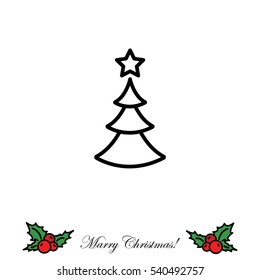 Web line icon. Christmas tree