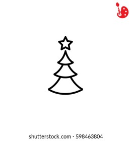 Web line icon. Christmas tree