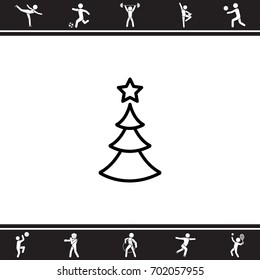 Web line icon. Christmas tree