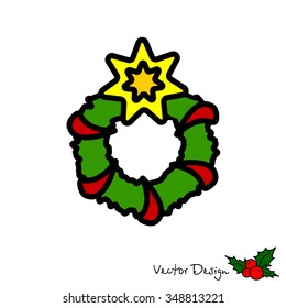 Web line icon. Christmas wreath