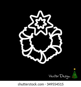 Web line icon. Christmas wreath