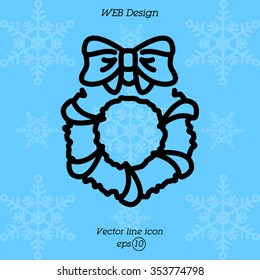 Web line icon. Christmas wreath