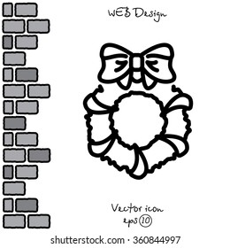 Web line icon. Christmas wreath
