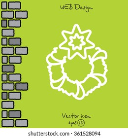Web line icon. Christmas wreath