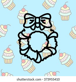Web line icon. Christmas wreath