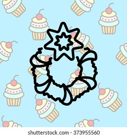 Web line icon. Christmas wreath