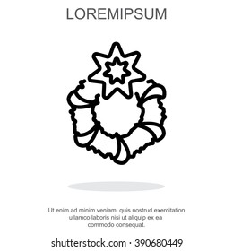 Web line icon. Christmas wreath