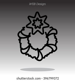 Web line icon. Christmas wreath