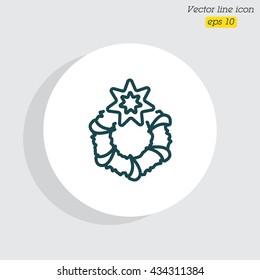 Web line icon. Christmas wreath