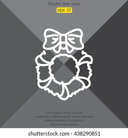 Web line icon. Christmas wreath