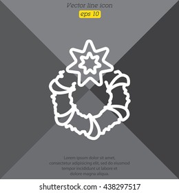 Web line icon. Christmas wreath