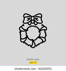 Web line icon. Christmas wreath
