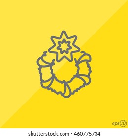 Web line icon. Christmas wreath