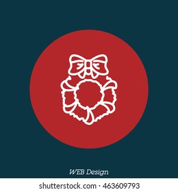 Web line icon. Christmas wreath