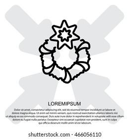 Web line icon. Christmas wreath