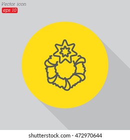 Web line icon. Christmas wreath