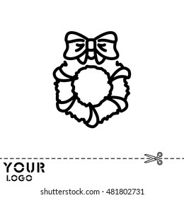 Web line icon. Christmas wreath