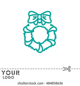 Web line icon. Christmas wreath