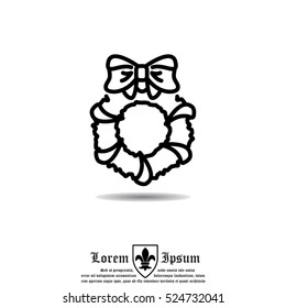 Web line icon. Christmas wreath