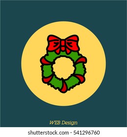 Web line icon. Christmas wreath