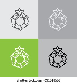 Web line icon. Christmas wreath