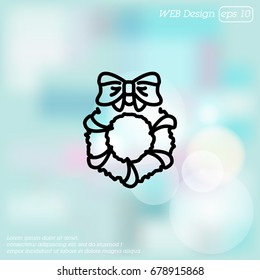 Web line icon. Christmas wreath
