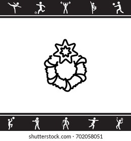 Web line icon. Christmas wreath