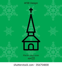 Web line icon. Church, temple