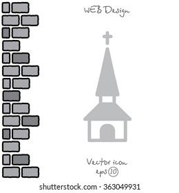 Web line icon. Church, temple