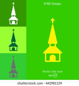 Web line icon. Church, temple