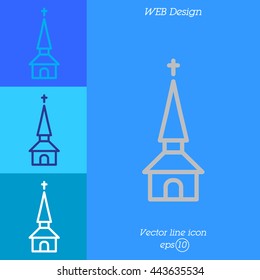 Web line icon. Church, temple