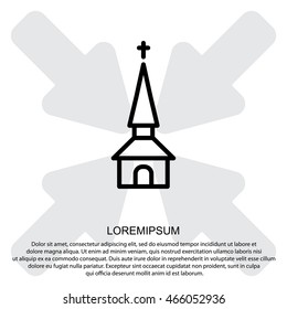 Web line icon. Church, temple