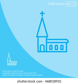 Web line icon. Church, temple