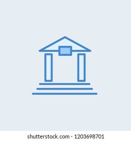 Web line icon. Classical building with columns (University icon, bank icon) on the white background