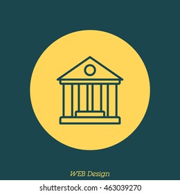 Web line icon. Classical building with columns (University icon, bank icon)