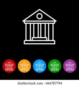 Web line icon. Classical building with columns (University icon, bank icon)