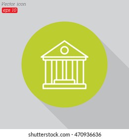 Web line icon. Classical building with columns (University icon, bank icon)