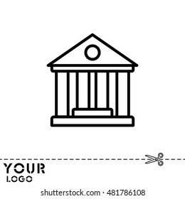 Web line icon. Classical building with columns (University icon, bank icon)