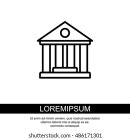Web line icon. Classical building with columns (University icon, bank icon)