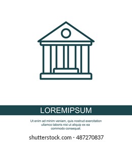 Web line icon. Classical building with columns (University icon, bank icon)