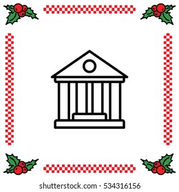 Web line icon. Classical building with columns (University icon, bank icon)
