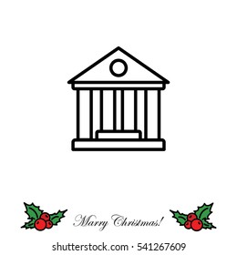 Web line icon. Classical building with columns (University icon, bank icon)