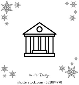Web line icon. Classical building with columns (University icon, bank icon)