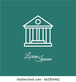 Web line icon. Classical building with columns (University icon, bank icon)